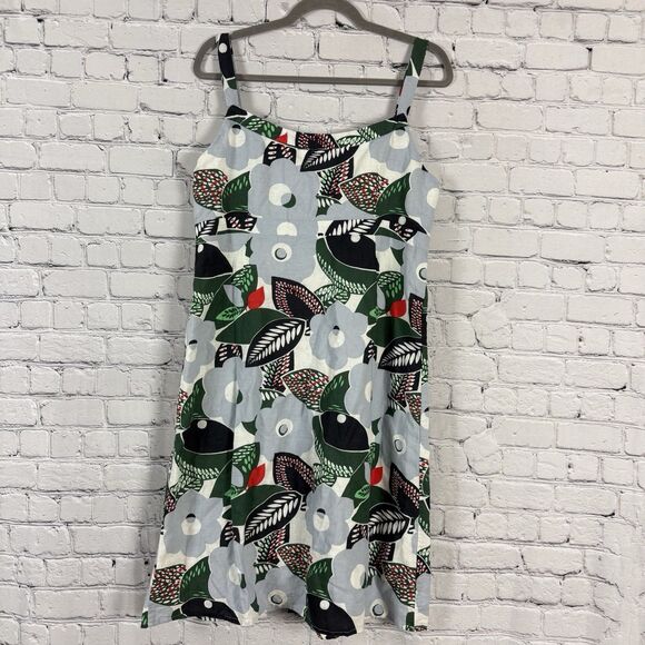 Boden Multicolor Floral Linen Mix Mini Dress Boho Casual Vacation - Picture 7 of 10